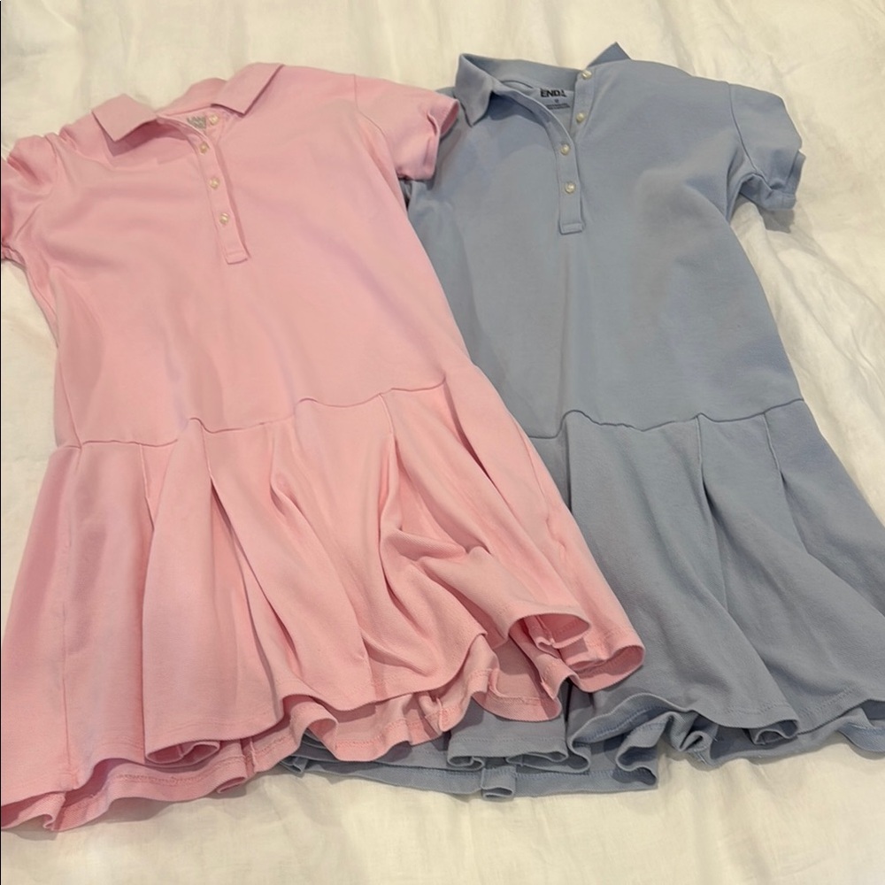 Lands End Pink and Blue Polo Dresses